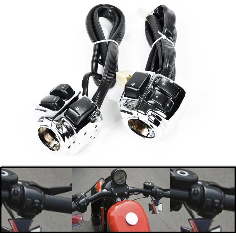 【並行輸入品】AMOPACORP 2pcs Motorcycle 1 inch Handlebar Headlight Horn Turn Signa