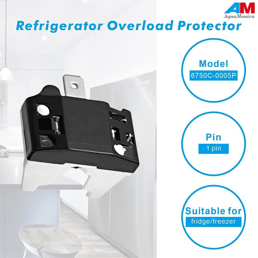 Refrigerator　Starter　Relay　Refrigerator　PTC　Kit　Compatible　2HP　Overload　Overload　Protector　Compressor　Relay　and　with　and　Compressor　3Pin　QP2-4R7