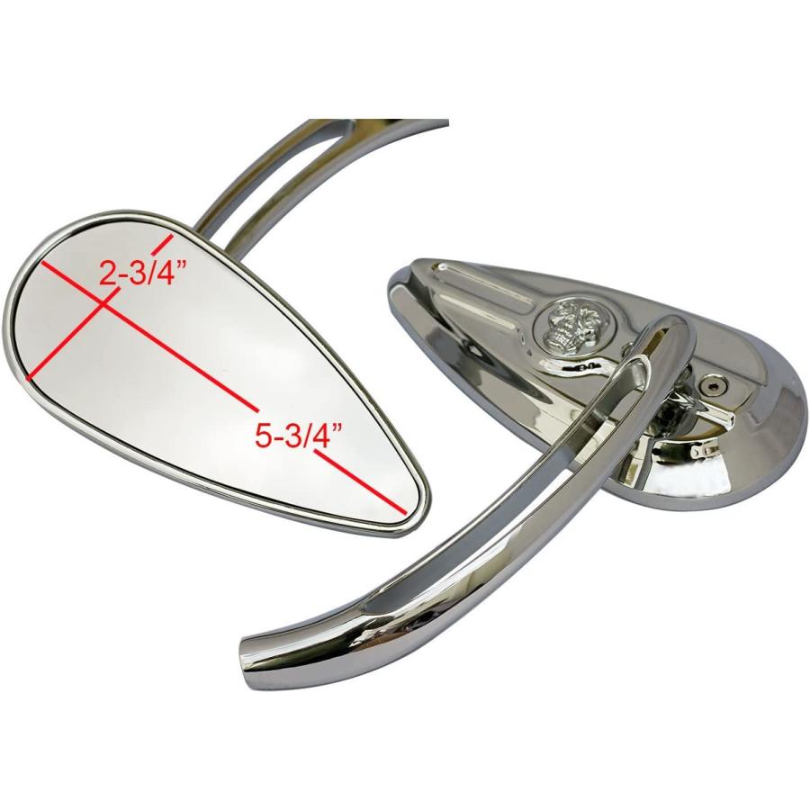 MotorToGo 1Pair CNC Black 3D Skull TearDrop Motorcycle Mirrors Compatible for Honda VTX1800C2　並行輸入品