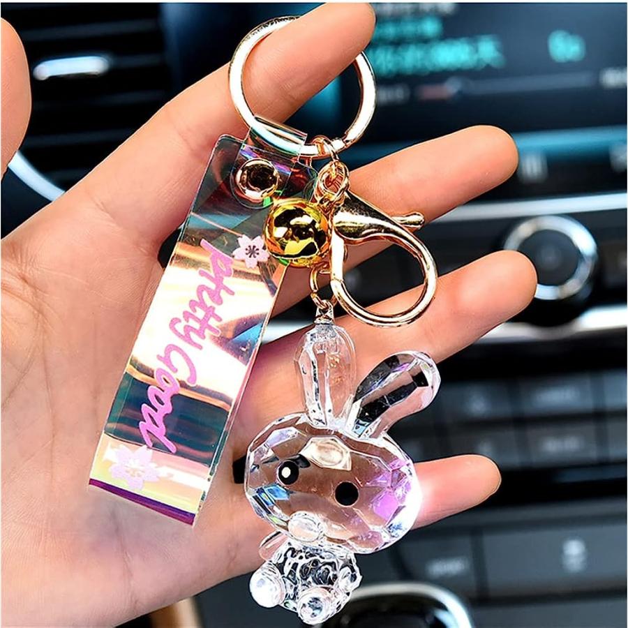 並行輸入品】韓国版 クリスタル うさぎ キーホルダー 可愛い 色 透明 