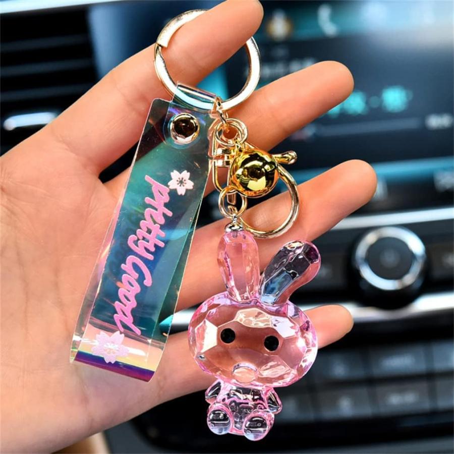 並行輸入品】韓国版 クリスタル うさぎ キーホルダー 可愛い 色 透明
