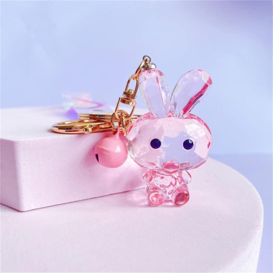 並行輸入品】韓国版 クリスタル うさぎ キーホルダー 可愛い 色 透明