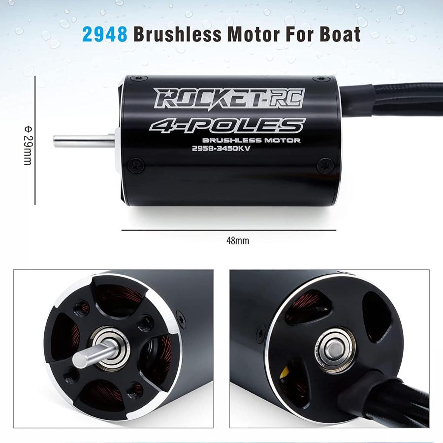 【並行輸入品】2948 3450 KV ブラシレスRCボートモーター 卓越したホビー ブラシレスモーター 4極デザイン 交換用ボートパーツの画像