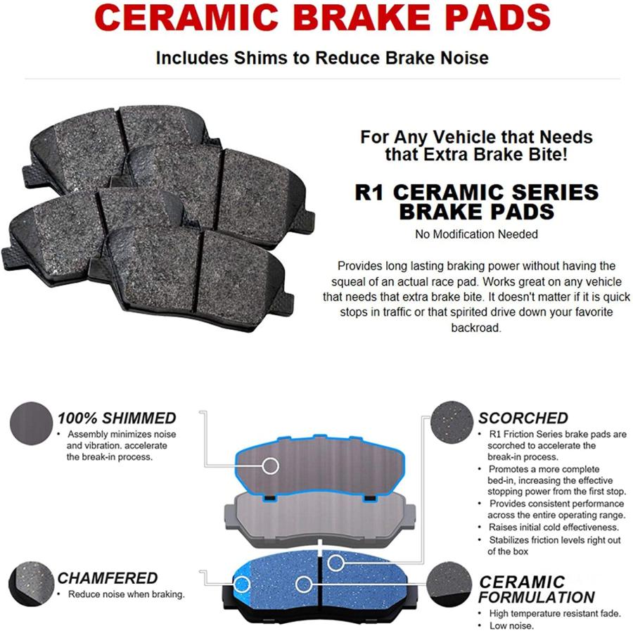 【並行輸入品】R1 Concepts Front Rear Brakes and Rotors Kit |Front Rear Brake Pads|_5