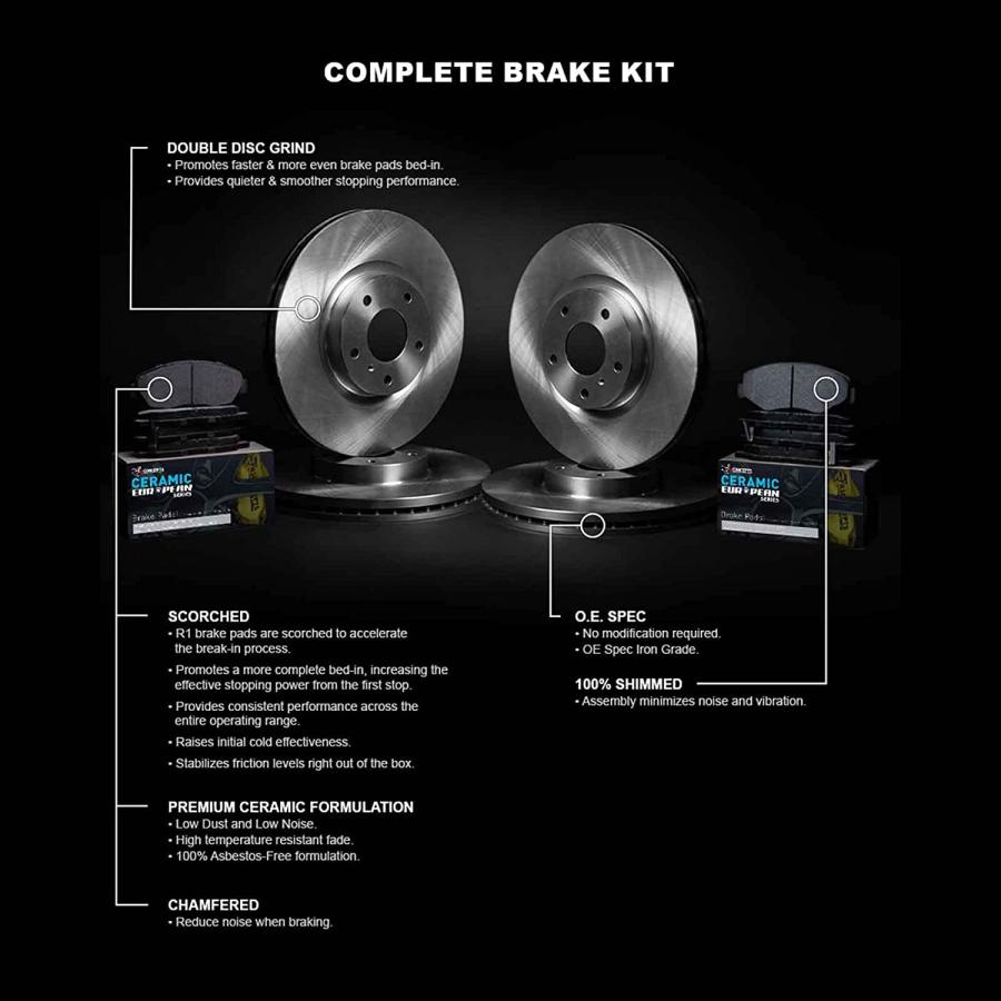 【並行輸入品】R1 Concepts Front Rear Brakes and Rotors Kit |Front Rear Brake Pads|_2