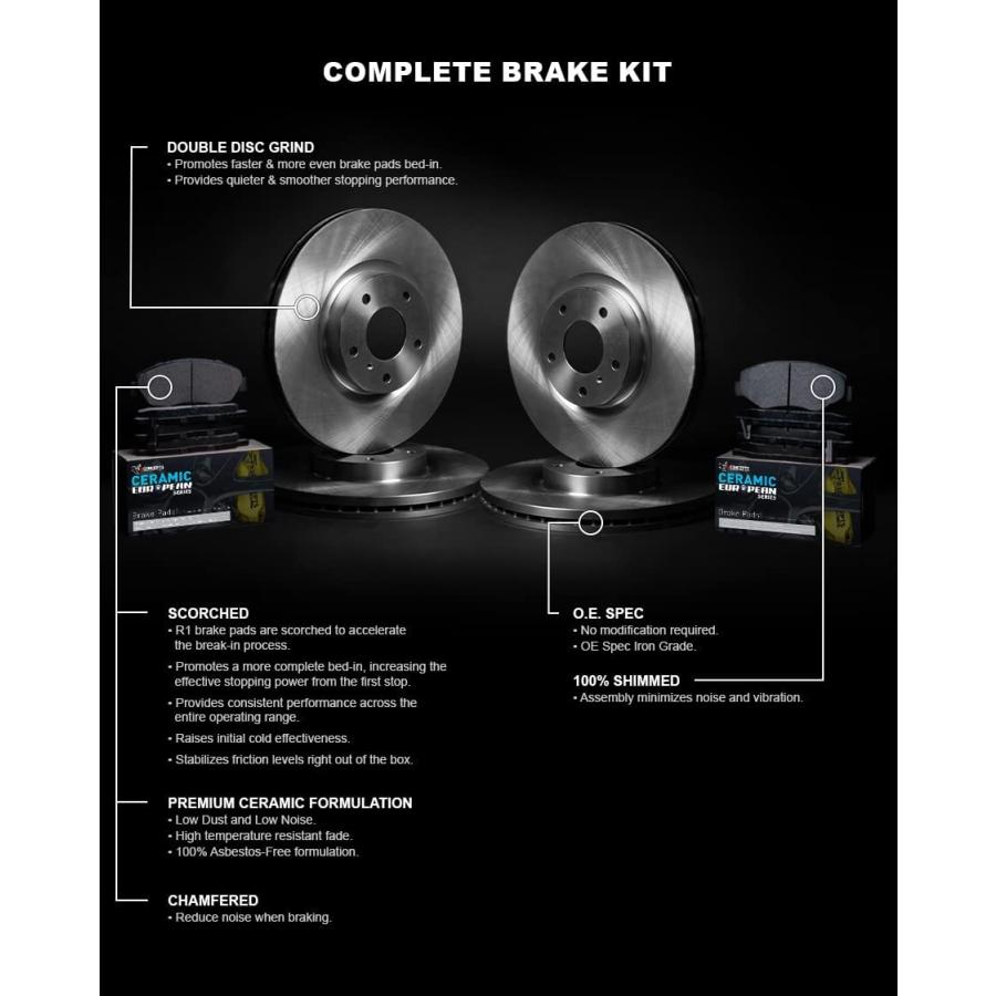 【並行輸入品】R1 Concepts Front Rear Brakes and Rotors Kit |Front Rear Brake Pads|_3