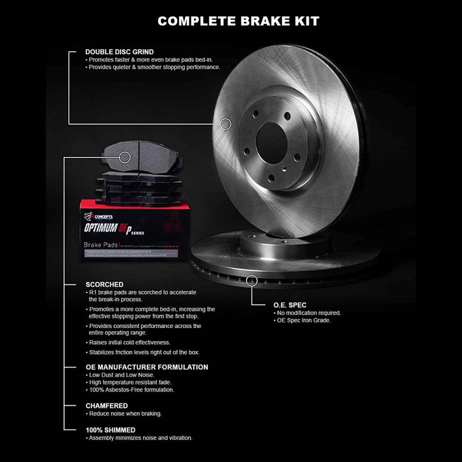 【並行輸入品】R1 Concepts Rear Brakes and Rotors Kit |Rear Brake Pads| Brake Rotor_2