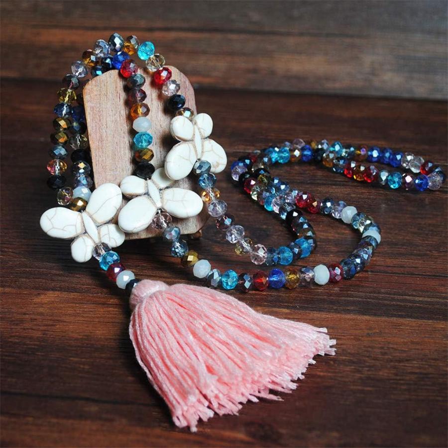 【並行輸入品】Women Tassel Crystal Beads Necklace Pendant Bohemian Chain Jewelry A_1