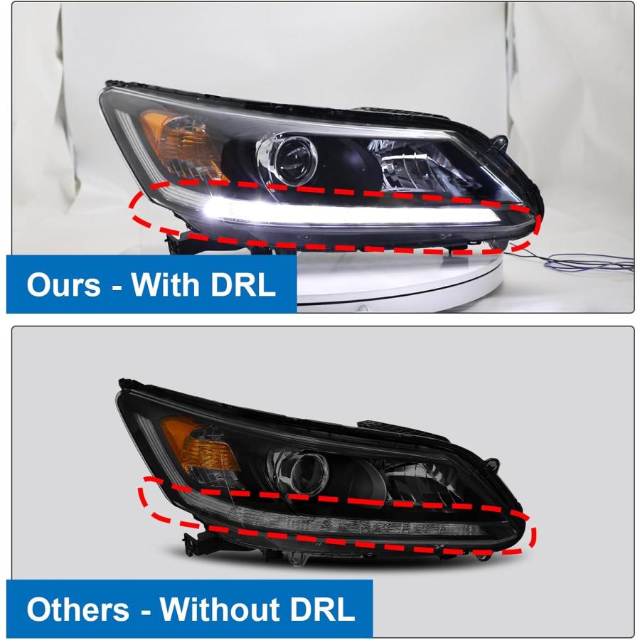 【並行輸入品】Genful LED DRL ヘッドライトアセンブリ 2013-2015 2013 2014 2015 13 14 15 ホンダ アコー