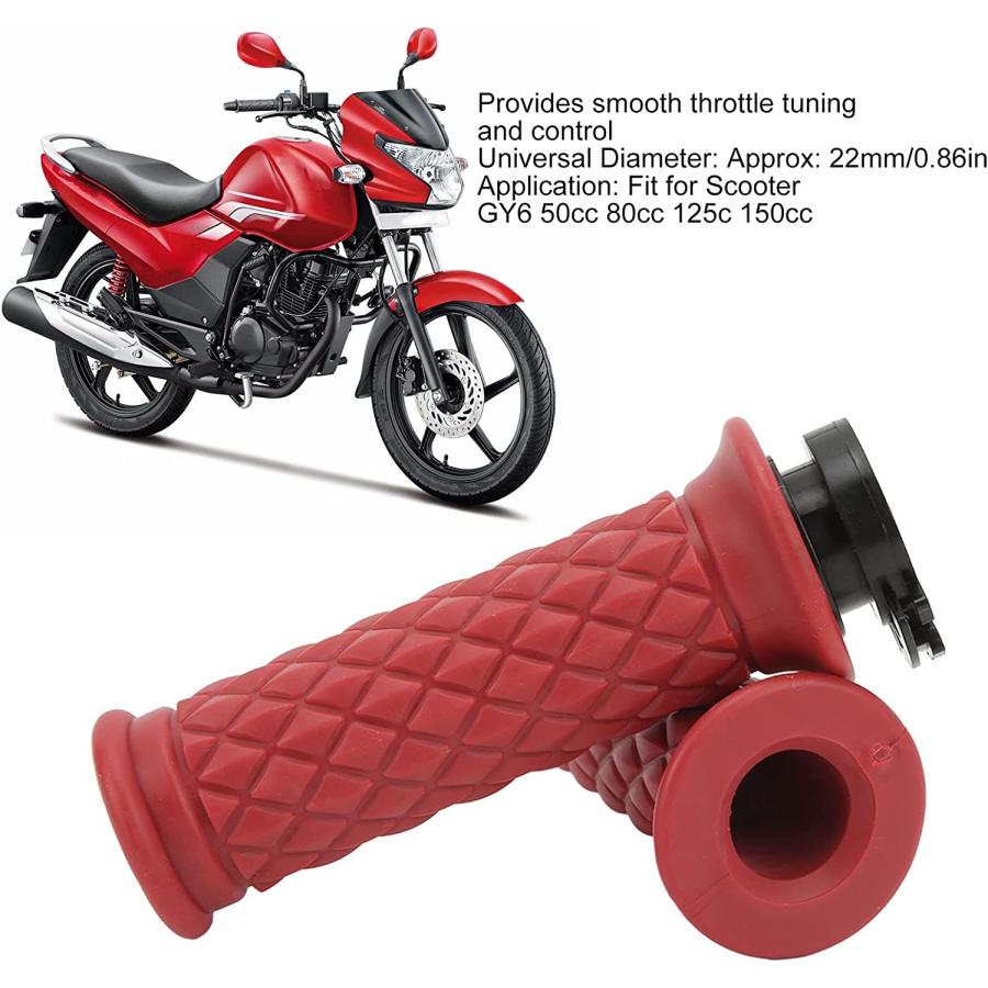 Universal Motorcycle Handlebar  Throttle Handle Grips 22mm Comfortable 1 Pair Shockproof Stable Exquisite Appearance for Motorbike (Red)　並行輸入品｜dep-dreamfactory｜03