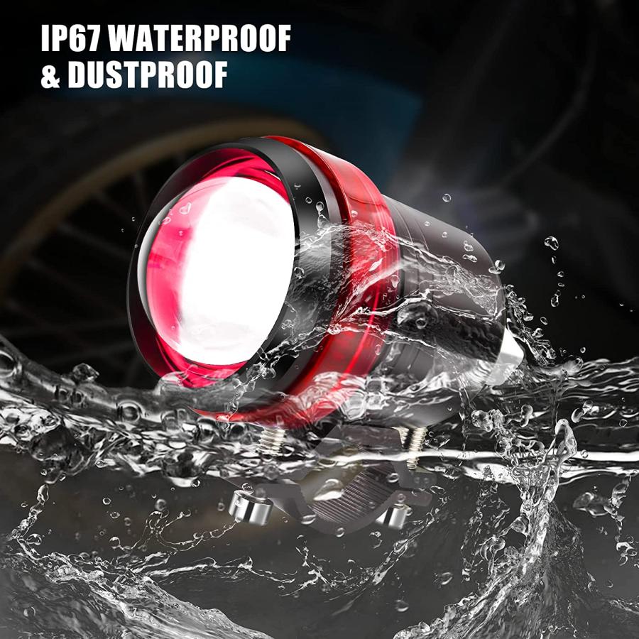 【並行輸入品】Motorcycle Spotlight with Switch 12V 24V Front Headlight Red Ring Foの画像