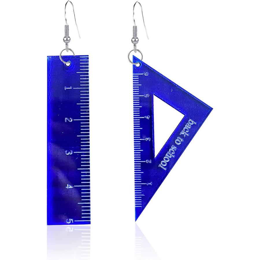 GBAHFY ブックペンシルルーラーダングルイヤリング 非対称 クリエイティブ 面白いイヤリング レディース ガールズ 学生 教師用 ジュ