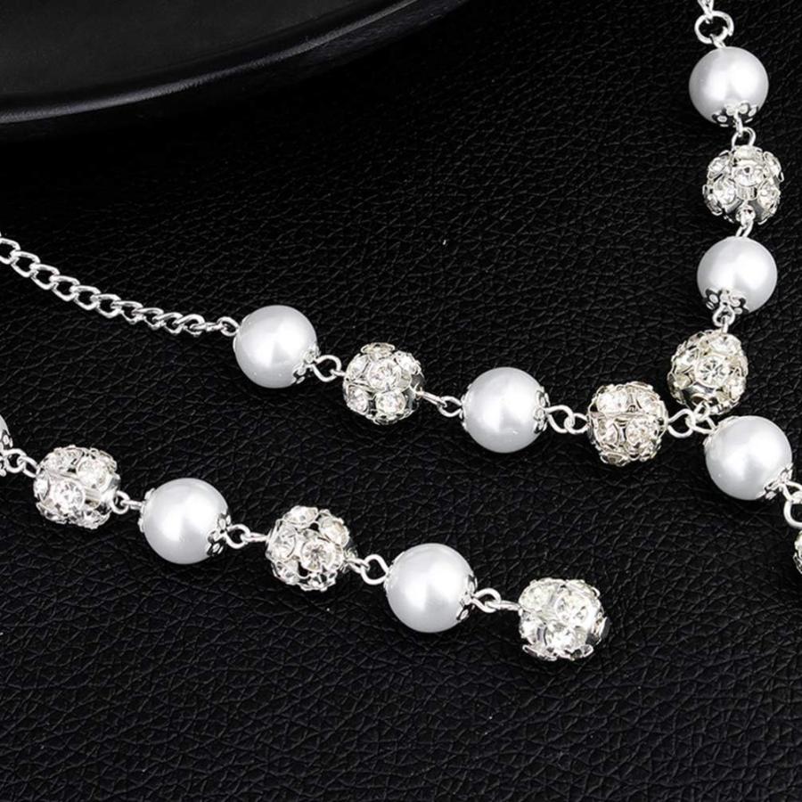 USHOBE Women Accessories Jewelry Wedding Bridal Backdrop Necklace Bridal Back Drop Necklace Pearl Pendant Back Chain Faux Pearl Gemstones Necklace｜dep-dreamfactory｜05