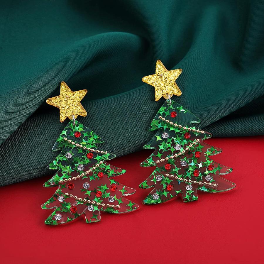 OFF半額 Sloong Christmas Tree Earrings for Women Earrings Jingle Bell Bow Tree Stars Earrings Drop Dangle Earring Party Jewelry Holiday　並行輸入品