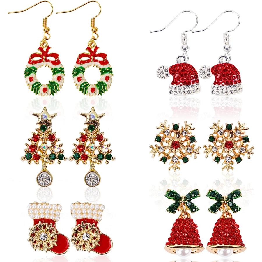 ピアスクリスマスサンタ帽子雪の結晶雪だるまリースツリービジュー