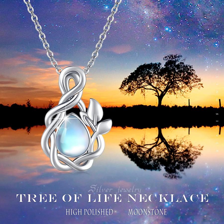 ConBo Infinity Necklaces Moonstone Pendant Necklace S925 Sterling Silver Moonstone Pendant Necklace Tree Life Pendant Jewelry Gifts for Women Birth｜dep-dreamfactory｜03