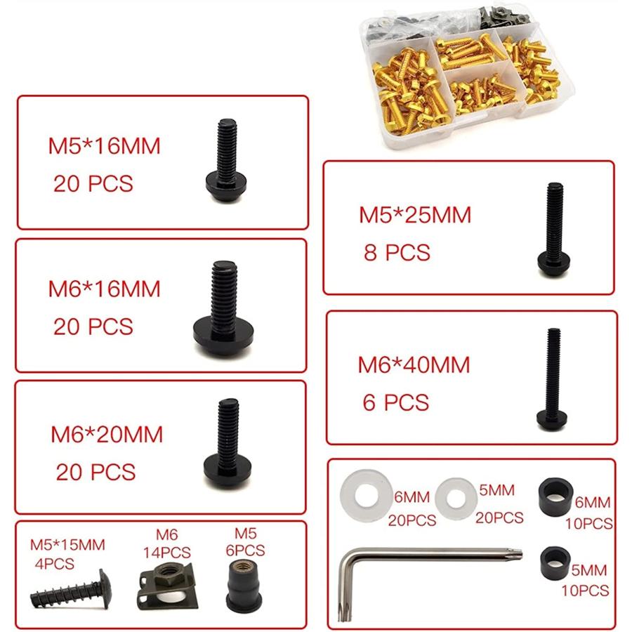 【並行輸入品】RCWEER Body Bolts Kit for Hornet 250 600 CB 600F CBF600 CBR600F CB91の画像