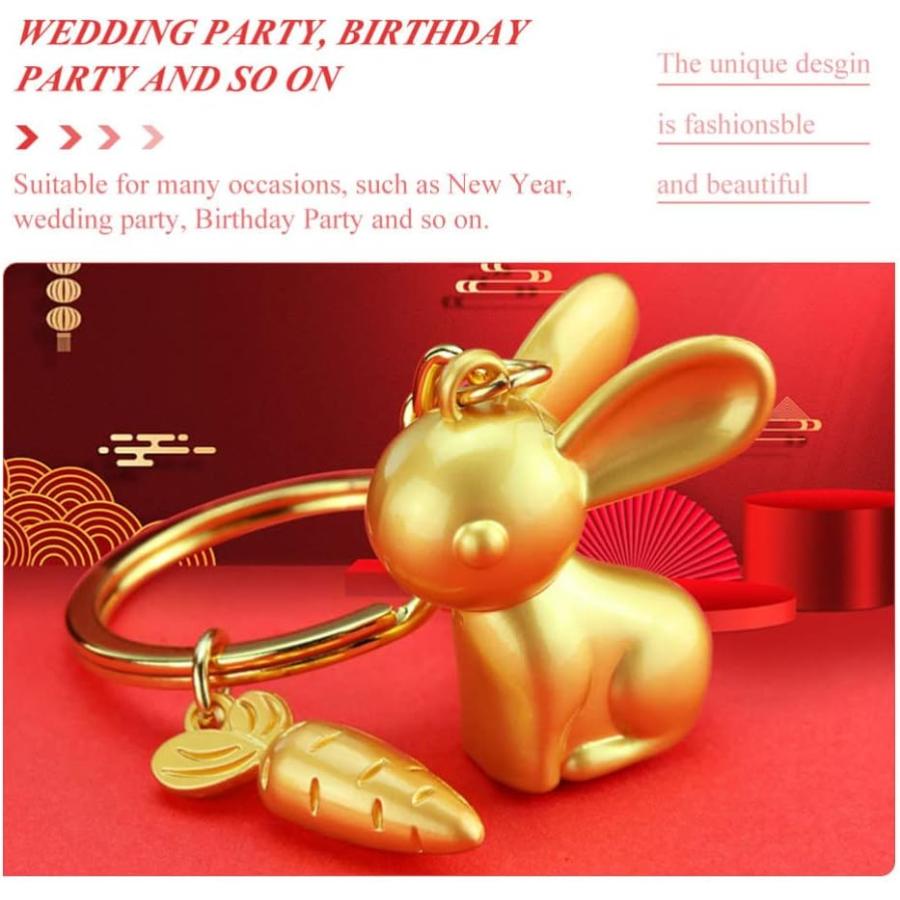 【並行輸入品】Amosfun 4pcs Rabbit Keychains 2023 Chinese Zodiac Pendant Charms Bun_2