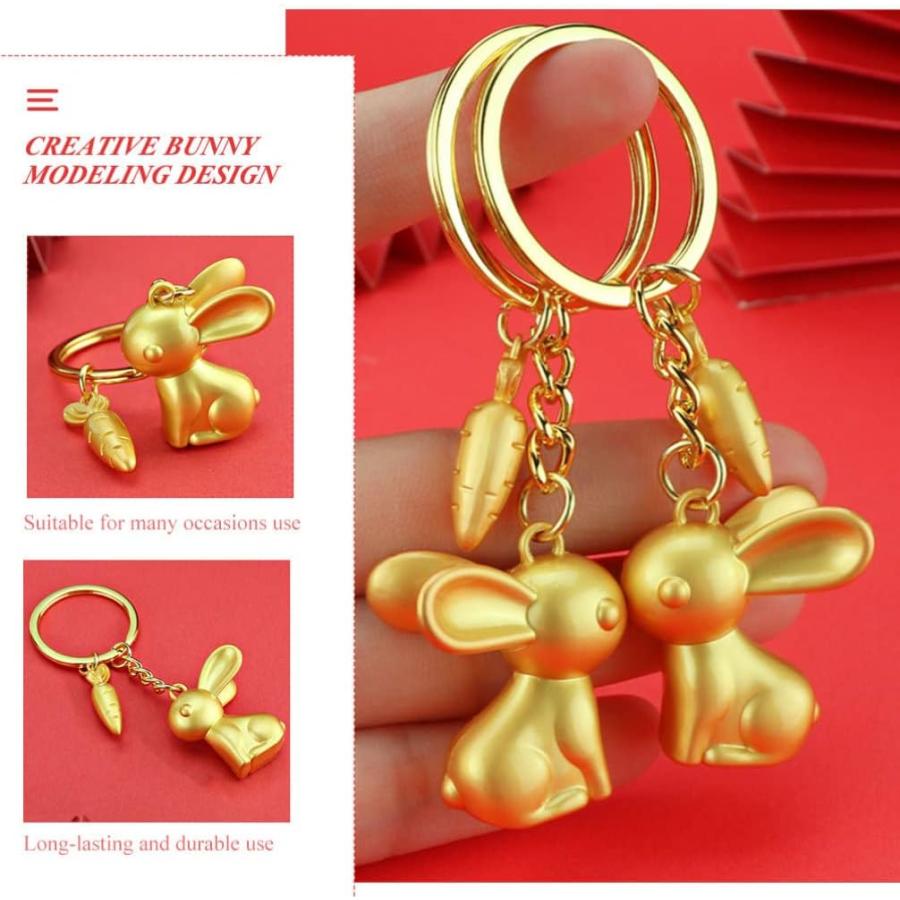 【並行輸入品】Amosfun 4pcs Rabbit Keychains 2023 Chinese Zodiac Pendant Charms Bun_5