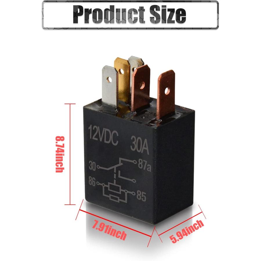 yonwait　Pack　12V　Performance　Duty　Motor　Automotive　for　Heavy　30A　High　Relay　Purpose　Relay　Car　Automotive　Replacement　Relay　Starter　Multi　Pin