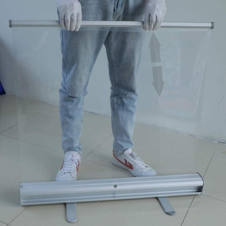 EMENG Transparent Hygiene Screen PVC Personal Protection Equipment Floor Standing Pull-Up Roller Banners for Offices Restaurants Pubs Bars Schools - 5