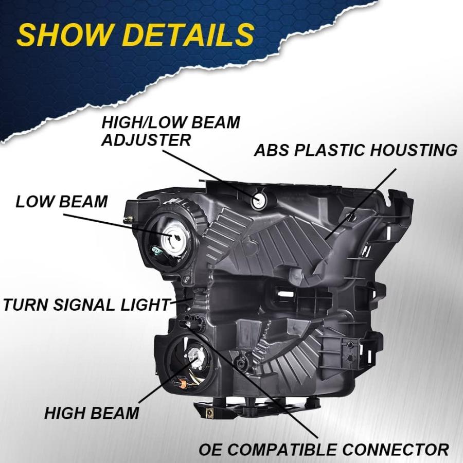 【並行輸入品】CHEDA ヘッドライト 2015 2016 2017 フォード F150 交換用ヘッドライト ヘッドランプ 左右 1ペア (クリアレンの画像