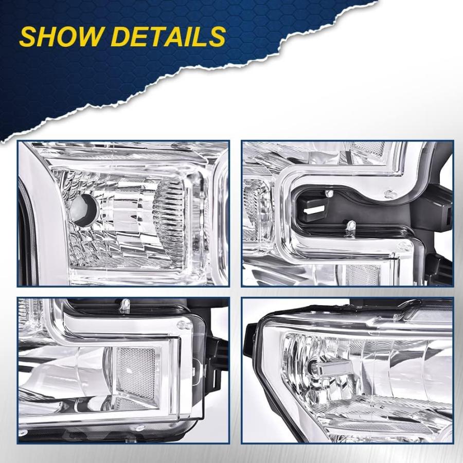 【並行輸入品】CHEDA ヘッドライト 2015 2016 2017 フォード F150 交換用ヘッドライト ヘッドランプ 左右 1ペア (クリアレンの画像