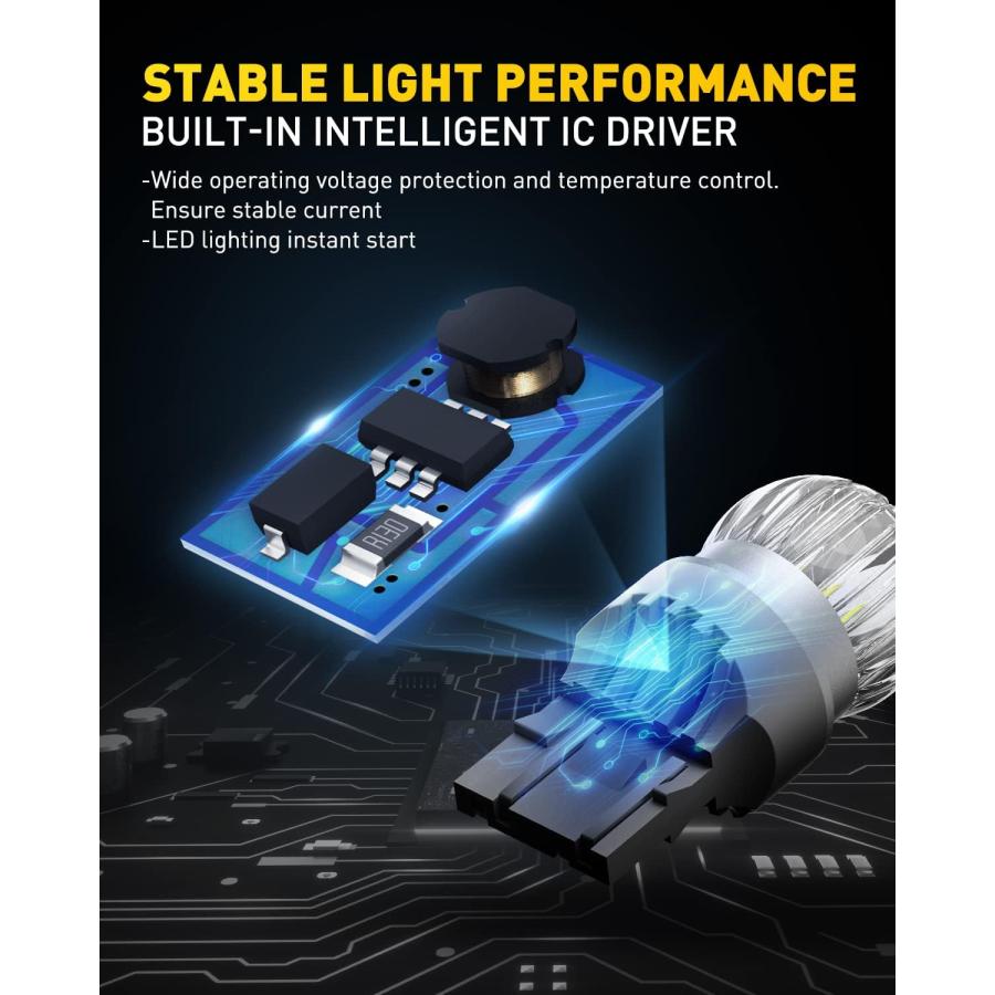 【並行輸入品】AUXITO 2023 アップグレード 7443 LED電球 リバースライト 6000K ホワイト 350%明るい 7440 7444_3