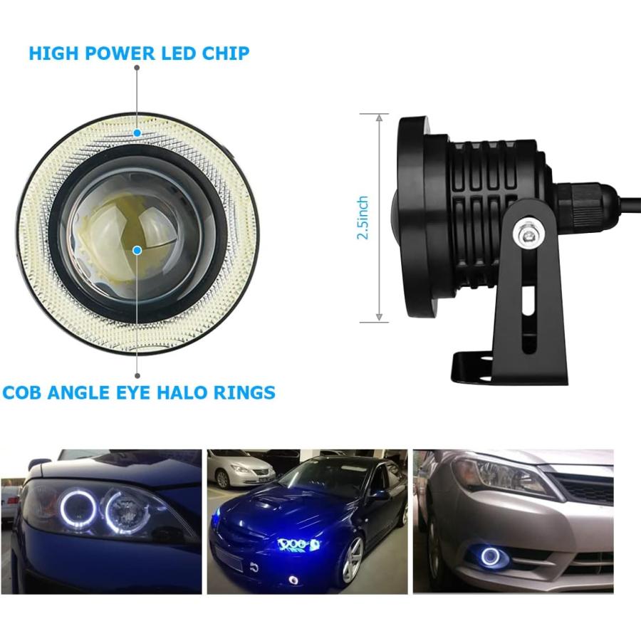 【並行輸入品】2PCS Car Angel Eye Fog Light  Round COB LED Lamp High Power Bright w_1