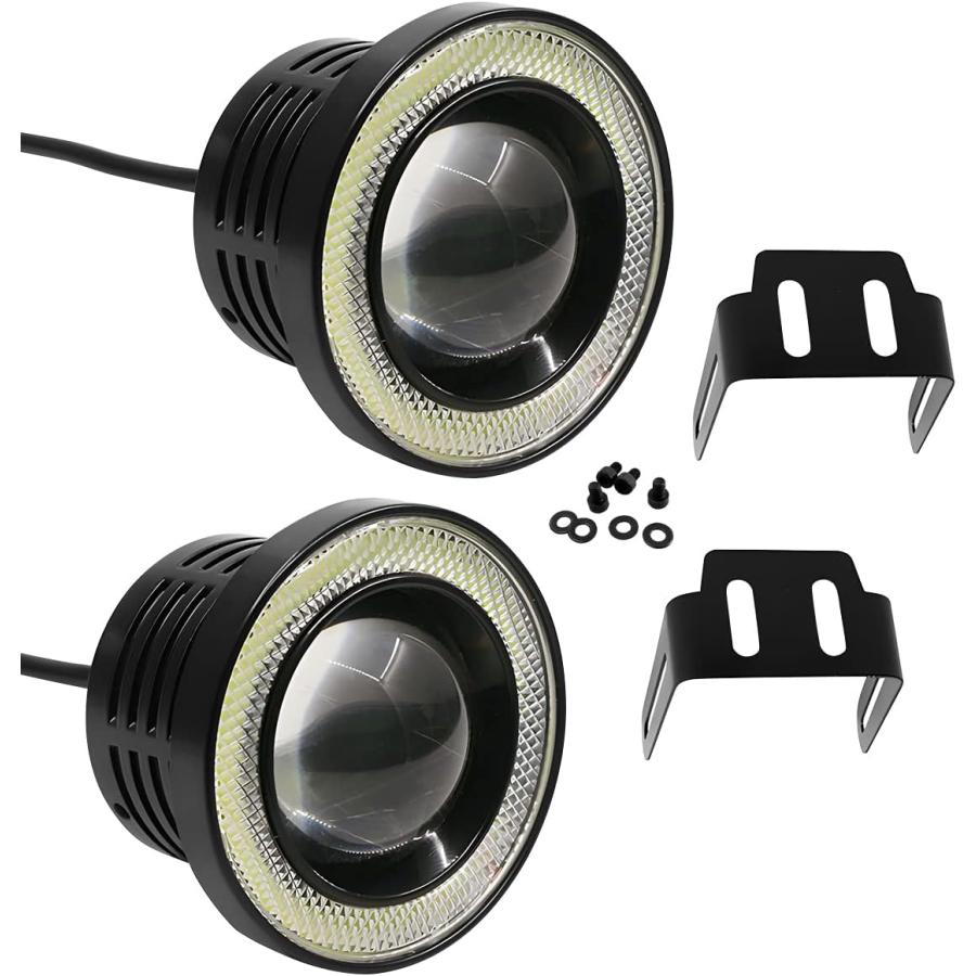 【並行輸入品】2PCS Car Angel Eye Fog Light  Round COB LED Lamp High Power Bright w_5