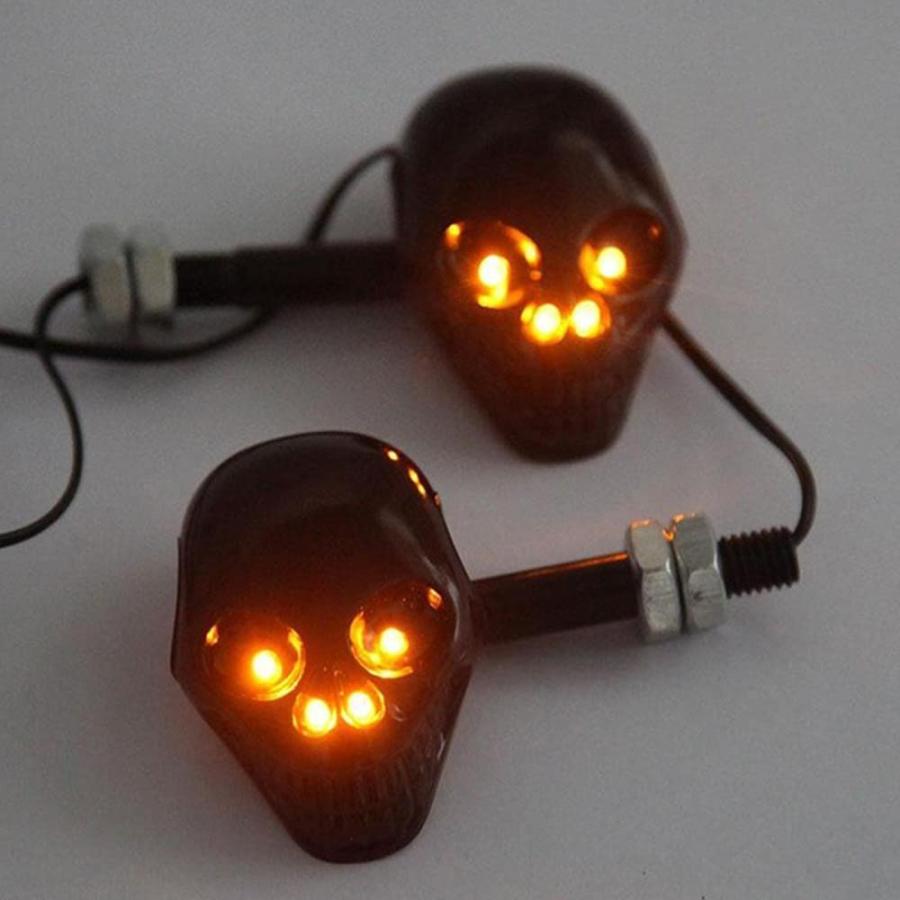 【並行輸入品】VVEDIK 2PCS Skull Head Turn Signal 12V Flashing Turn Signals Motorcyの画像