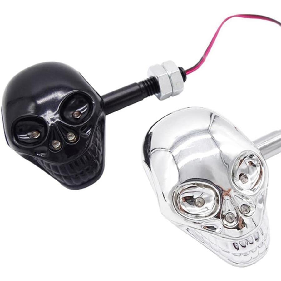 【並行輸入品】VVEDIK 2PCS Skull Head Turn Signal 12V Flashing Turn Signals Motorcyの画像