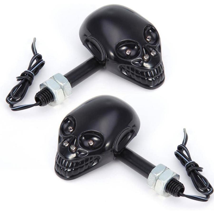 【並行輸入品】VVEDIK 2PCS Skull Head Turn Signal 12V Flashing Turn Signals Motorcyの画像
