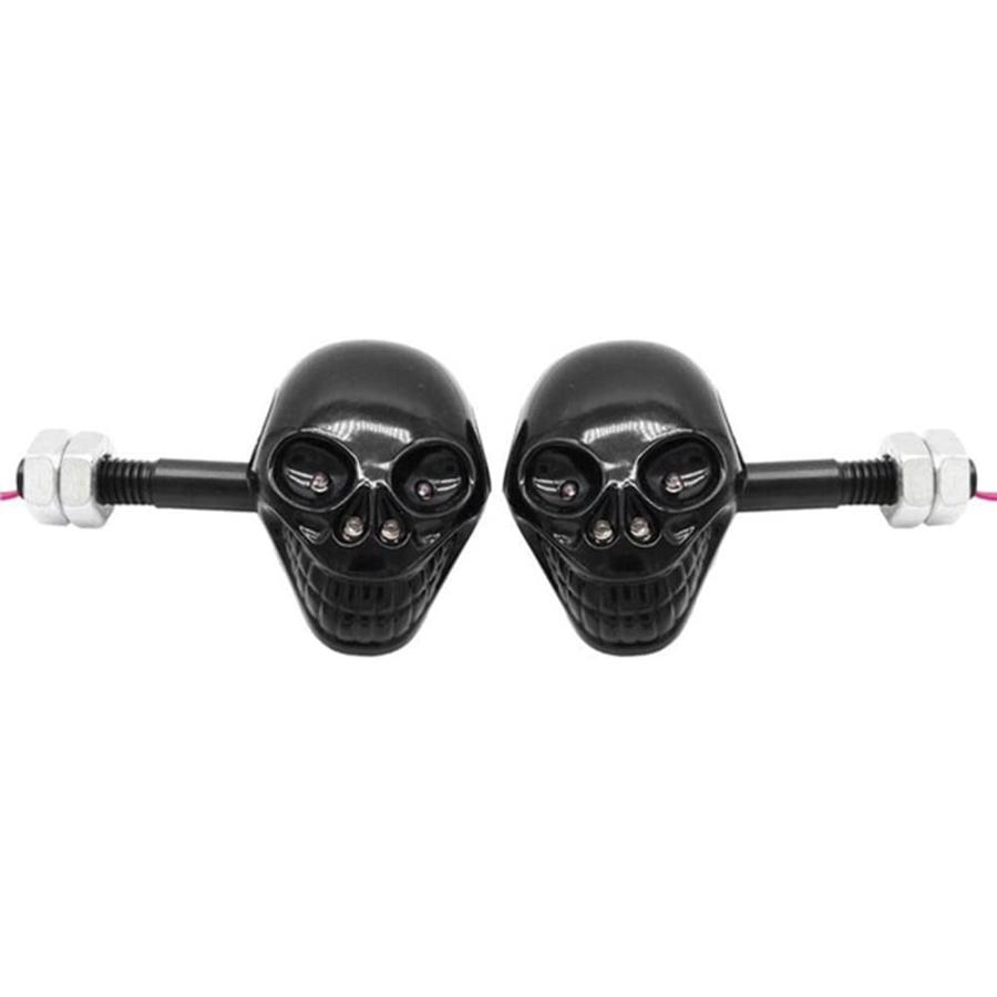 【並行輸入品】VVEDIK 2PCS Skull Head Turn Signal 12V Flashing Turn Signals Motorcyの画像