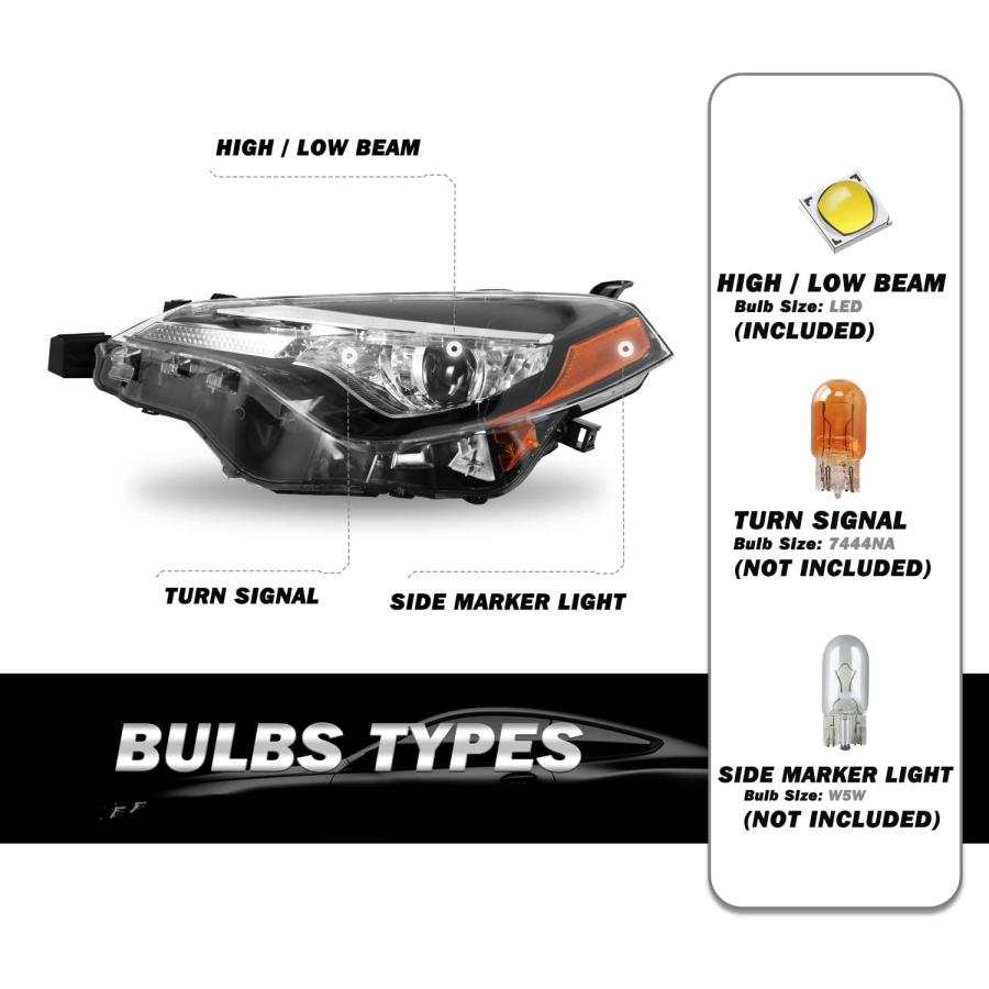 【並行輸入品】SOCKIR Projector LED Headlight Assembly Fit for 2017-2019 Toyota Cor