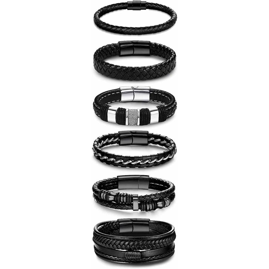 並行輸入品】Jstyle ブラックレザーブレスレット メンズ レディース
