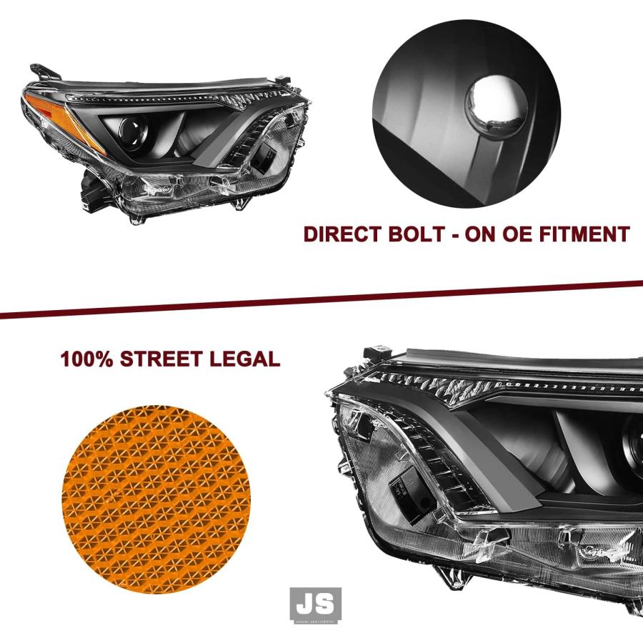 【並行輸入品】JSBOYAT プロジェクターヘッドライトアセンブリ 交換用 2016-2018 トヨタ RAV4 ハロゲンヘッドランプ ドライバーと助の画像