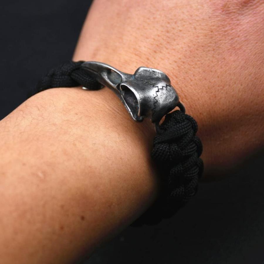 並行輸入品】Wicca Skull Bracelet Odin Raven Stainless Steel Viking 