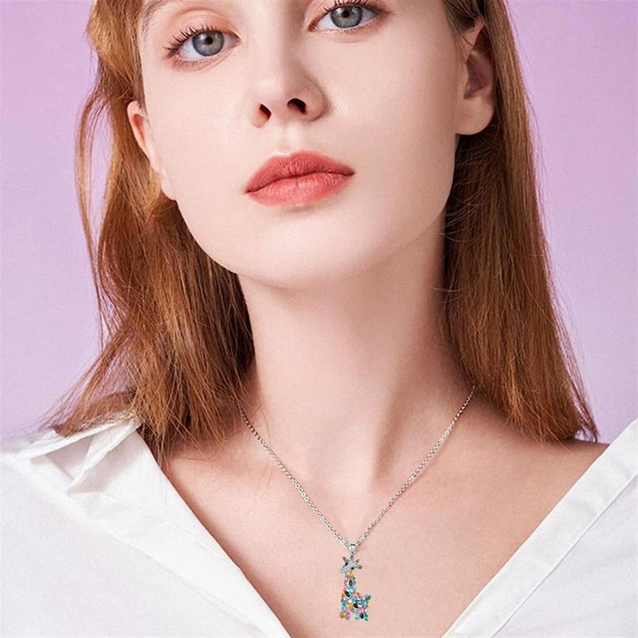 【並行輸入品】SHARRB Fashion Cartoon Colorful Giraffe Necklace Crystal Animal Styl_2