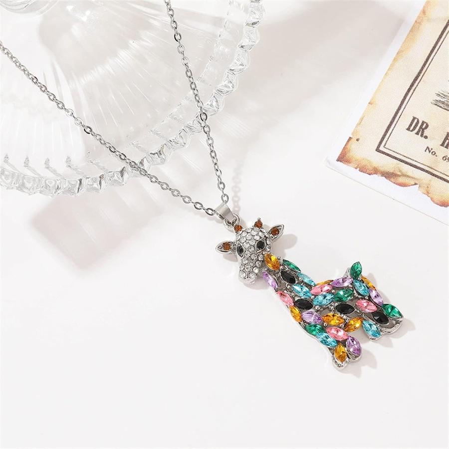 【並行輸入品】SHARRB Fashion Cartoon Colorful Giraffe Necklace Crystal Animal Styl_4