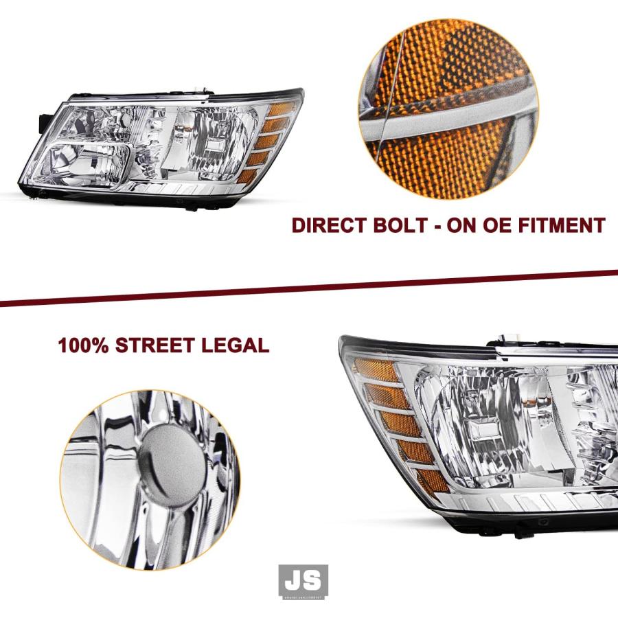 【並行輸入品】JSBOYAT ヘッドライトアセンブリ交換用 2009-2020 Dodge Journey交換用 OEヘッドランプ ドライバーと助手席