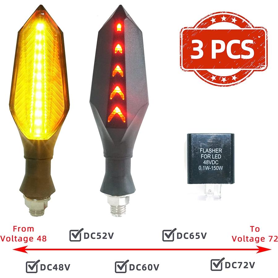【並行輸入品】Motorcycle Led Turn Signal Lights Universal Front Rear DC 48v 52v 60_1