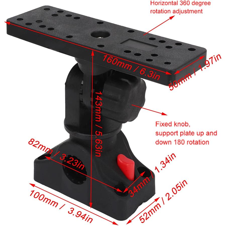【並行輸入品】Fish Finder Mount Base  Fish Finder Mount 360 Degree Rotating Remova_5