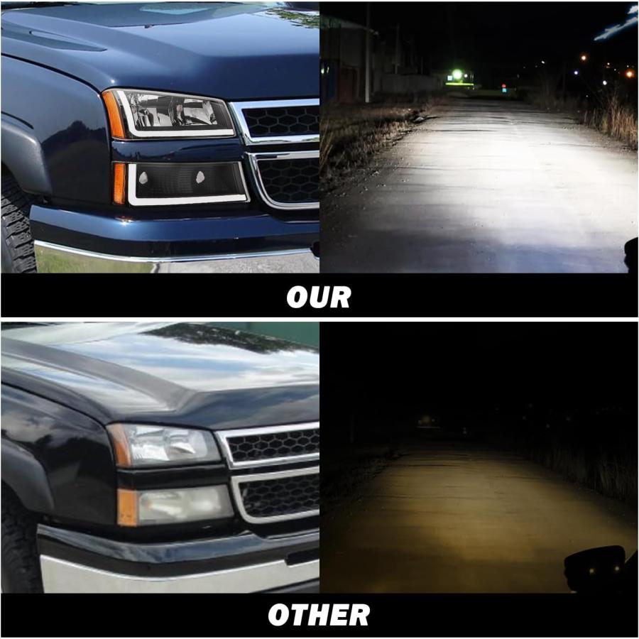 【並行輸入品】SOCKIR 4個 LED DRL ヘッドライトアセンブリ 曇らない 2003-2006 Chevy Avalanche/Silvera_4