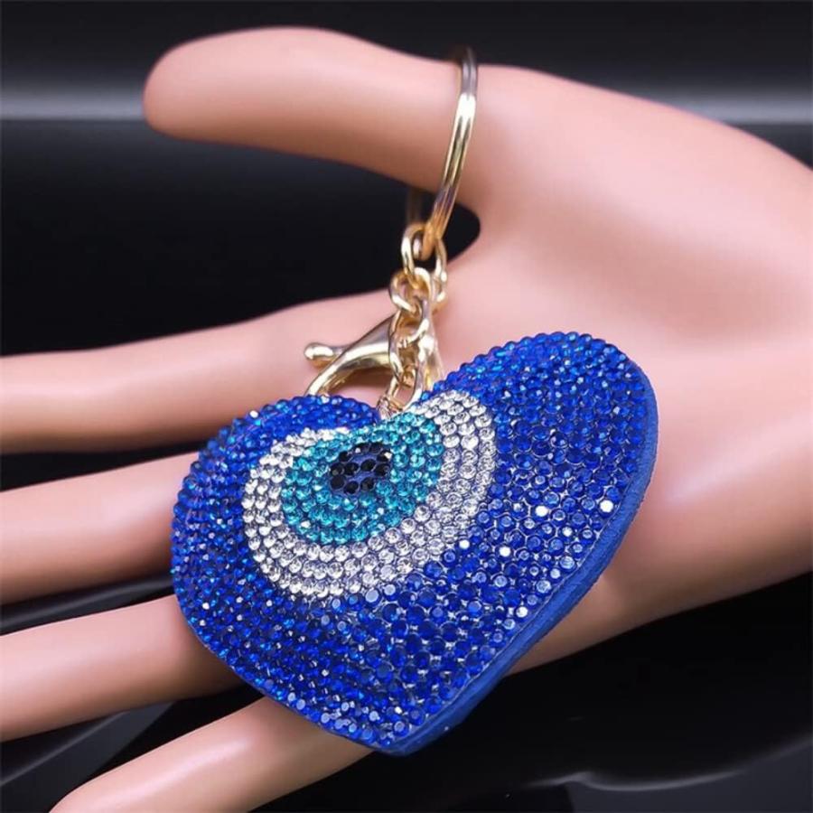 【並行輸入品】Lucky Turkish Eye Love Heart Keychain Blue Eyes Pendant Key Chain Fo