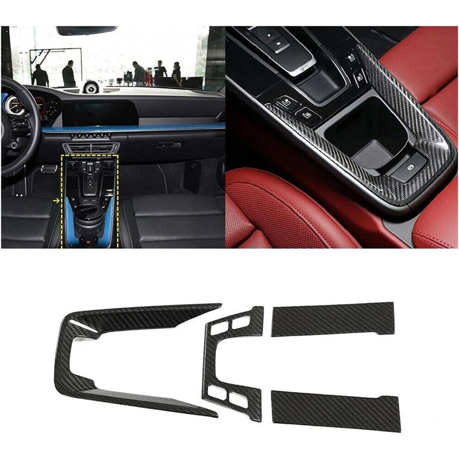PCEYES Dry Carbon Fiber Car Interior Central Control Frame Trim Cover