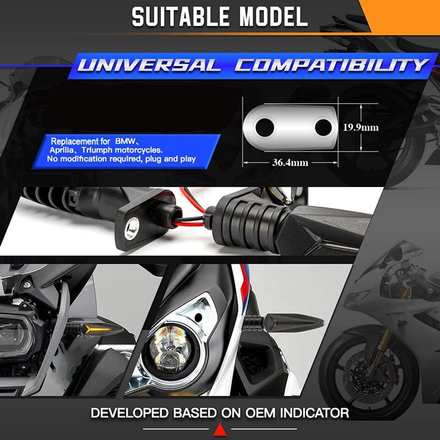 【並行輸入品】dsfen Motorcycle LED Turn Signal Indicator Light Replacement for Aprの画像
