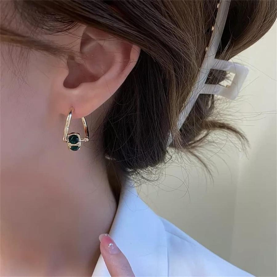 【並行輸入品】XBWEI Green Earrings Three-Dimensional Square Pendant Earrings Roman_2