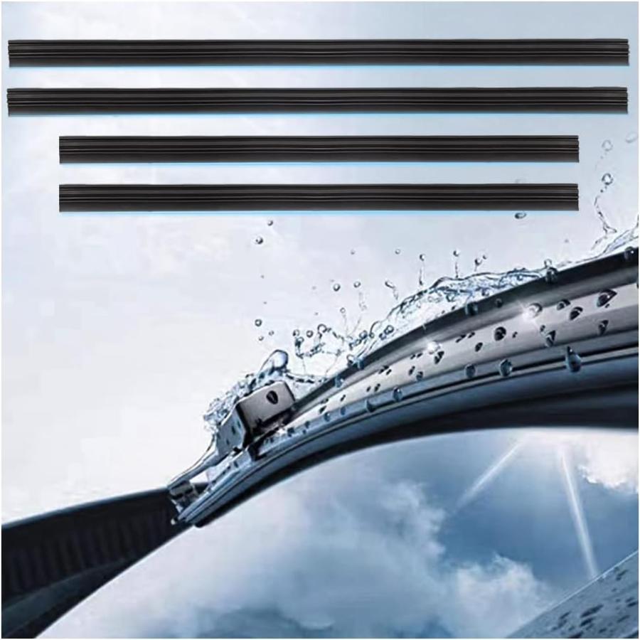 Pack of 4 Windshield Wiper Blades Refills Adjustable Size Noiseless