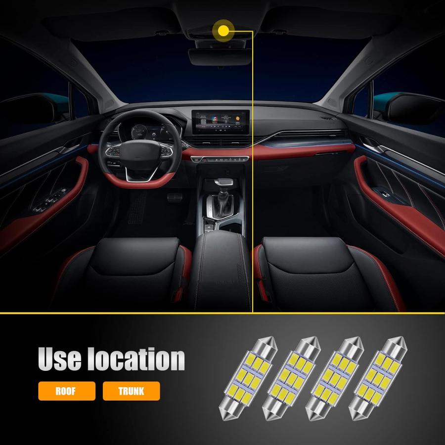 【並行輸入品】Ajxn LED車用電球 4個 6000K ピュアホワイト 明るい車内ライト 超高輝度 41mm 1.61インチ 9SMD 5630チッの画像